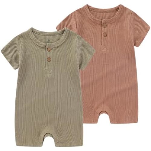 Baby Short-sleeve Bodysuits baby-girls 2-pack Rompers One Piece, Newborn Baby Clothes Baby Shower Gifts 0-9 Months
