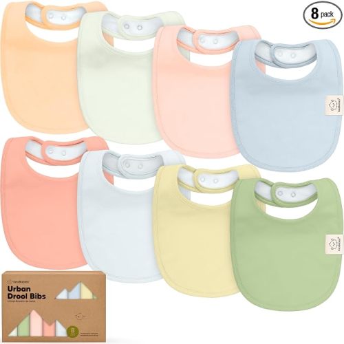 KeaBabies 8-Pack Organic Baby Bibs for Drooling and Teething (Dew) | Soft Cotton Bibs for Baby Girl, Boy, Extra Absorbent, Easy to Clean & Put On, Toddler, Newborn, Infant 0-24 Months