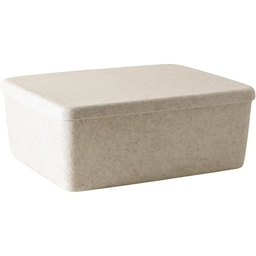 The Large Sculpted Bin with Lid Set of 3, 15 x 12 x 6 (Oatmeal)