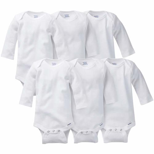 Gerber Baby Unisex 6-Pack Long Sleeve Onesies Bodysuits - White - Soft Cotton Essentials for Layering & Everyday Wear