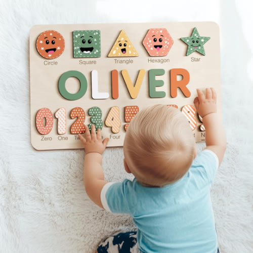 Puzzles for Toddlers Boy and Girl, Personalized Name Puzzle, 12 Month Toy, Gifts for 0 1 2 3 Years Old, Baby Gifts, Baby Shower, Christmas, New Baby Gift, 0 3 6 9 12 18 24 36 Months