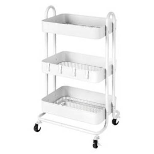 3 Tier Rolling Cart, White