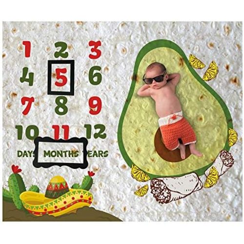 Burrito Baby Month Milestone Blanket for Photo Taken - Avocado Age Blanket
