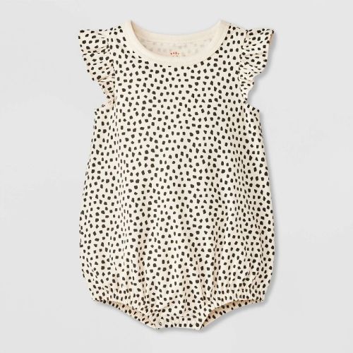 Baby Girls' Printed Ruffle Romper - Cat & Jack™ Brown 12M
