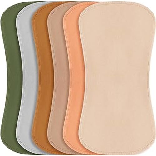 Konssy Baby Burp Cloths Sets for Unisex- 6 Pack Large Cotton Burping Cloth for Newborn, Baby Girls and Boys