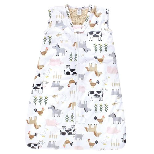 Hudson Baby Unisex Baby Plush Faux Fur Sleeping Bag, Wearable Blanket, Cute Farm, 12-18 Months