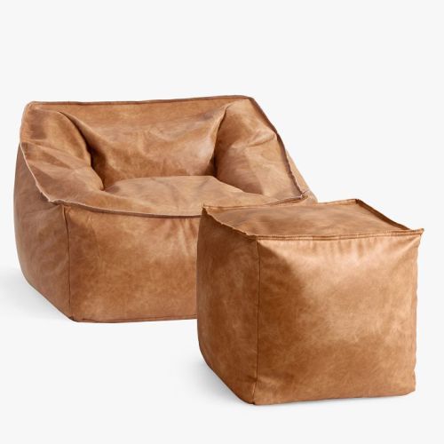 Modern Lounger and Pouf Set