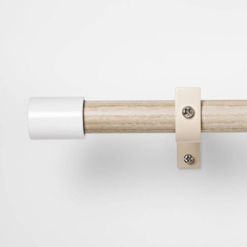 28 - 48" White Finial Kids' Curtain Rod Natural Wood - Pillowfort™