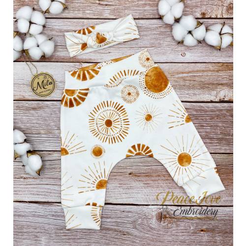 Boho Sun Leggings, Organic Baby Clothes, Boho Baby Joggers, Gender Neutral Baby Leggings, Sun Rays Baby Clothes, Trendy & Modern Baby