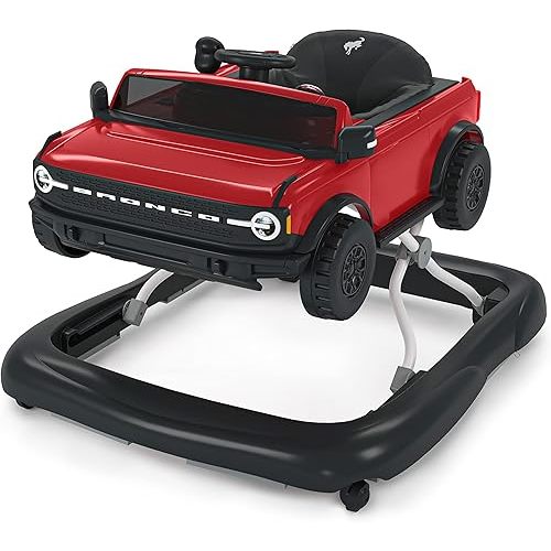 Bright Starts Ford Bronco 4-in-1 Red Baby Activity Center & Push Walker with Removable Interactive Steering Wheel -Toy, 6 Months and up