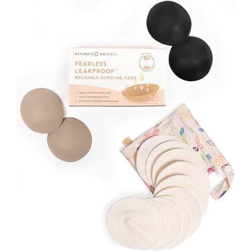 Kindred Bravely Fearless Leakproof Breast Pad 4-Pack & Organic Washable Breast Pads 10-Pack Bundle