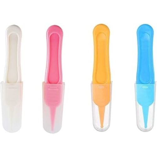 4 Pieces of Cleaning Tweezers with Round Plastic Tips Used for Cleaning Ear Canals, Nasal Passages, and Umbilical Dirt.
