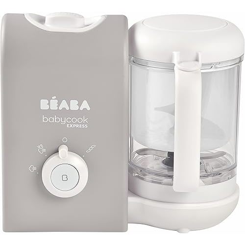 BEABA Babycook Express - the Fastest Babycook, Baby Food Maker, Baby Food Processor, Baby Food Steamer, Large Capacity, Make 34 Servings of Healthy Food for Baby in 15 Mins, Baby Essentials, (Grey)