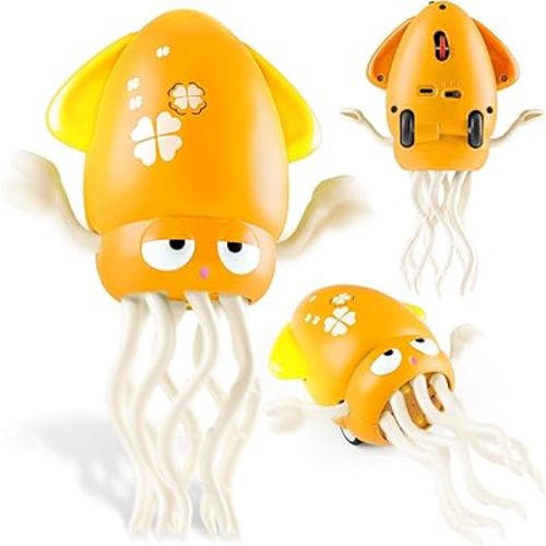 Electric Dancing Octopus Toy for Kids Squid Tummy Time Lights & Music, Interactive Crawling Baby Toy for Toddlers Boys Girls Ages 3-8, 4 5 6 7 Years Old Birthday Gift, Funny Indoor Pet Toys Cats Dogs