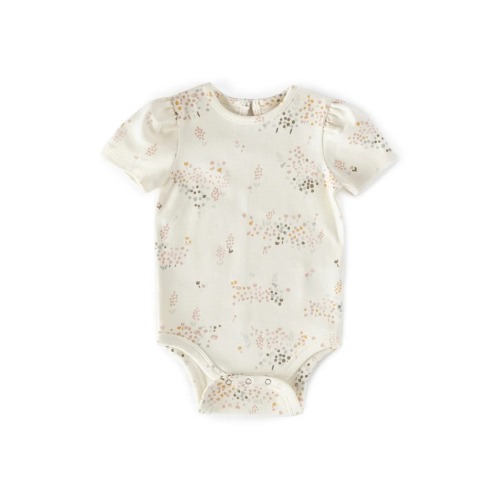 Flower Patch Puff Sleeve Organic Cotton Bodysuit