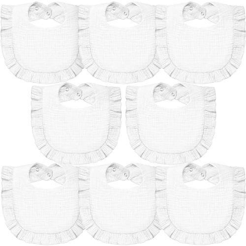Lictin Muslin Baby Drool Bibs - 8 Pack Baby Bandana Drool Bibs - White