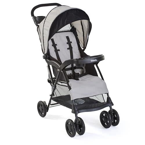 Kolcraft Cloud Plus Lightweight Umbrella Stroller for Toddlers with Reclining Seat, Large Storage Basket, Canopy, Infant & Parent Trays, Compact Fold for Summer Travel, Durable Frame, Slate Gray