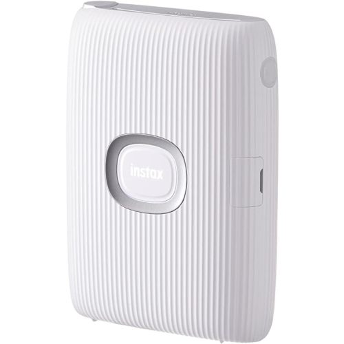 Fujifilm Instax Mini Link 2 Instant Smartphone Printer (Clay White) and Fujifilm Instax Mini Twin Film Pack (40 Exposures) Bundle - Ash White