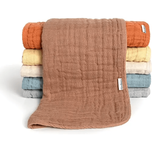 Gerber Baby Unisex Muslin Burp Cloths 6-Pack, Multi Browns, Large Size 20" x 10"