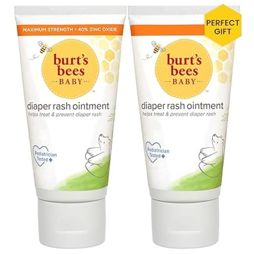 Burt's Bees Christmas Gifts, Baby Diaper Rash Ointment, Maximum Strength, 40% Zinc Oxide, 100% Natural Origin, Pediatrician Tested Stocking Stuffers, Net Weight 3 oz , Pack of 2