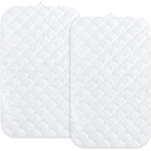 Joey + Joan Waterproof Bassinet Mattress Pad Cover Compatible with ANGELBLISS Baby Bassinet – 2 Pack Quilted Mattress Protector Made from Ultra Soft Bamboo Viscose Terry – 21" x 33"