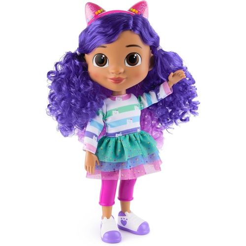 Gabby's Dollhouse DreamWorks, Sing & Celebrate Gabby Girl Doll, 13-Inches Tall with Sound Effects & Reversible Cat Ears, Kids Toys for Girls & Boys Ages 3+