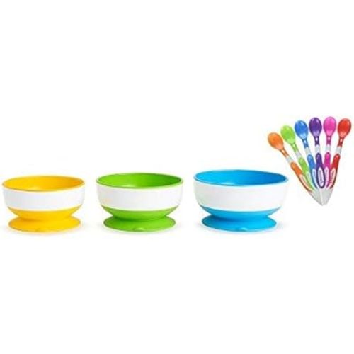 Munchkin 6-Pack Soft Tip Infant Spoons with Love A Bowls (Suction Bowls)