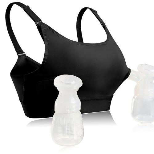Hands Free Pumping Bra Hands-Free Breast Pump Bra Nursing Bras for Pumping Adjustable Breast-Pumps Holding and Nursing Bra (Black, XX-Large)
