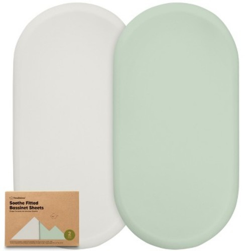 KeaBabies Organic Bassinet Sheet for Baby Girls, Boys, 2-Pack Soothe Bassinet Fitted Sheets, Bedside Bassinet Mattress Sheet, Color: Sage