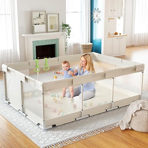 Fodoss Baby Playpen, 71x47inch Large Playpen for Babies and Toddlers, Indoor & Outdoor Play Yard, Baby Fence Play Area