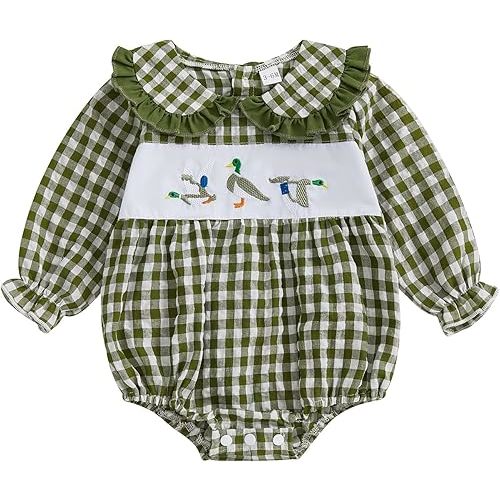 Baby Girl Outfits Smocked Bubble Romper Jumpsuit Long Sleeve Bodysuit Cute Newborn Infant Fall Winter Clothes