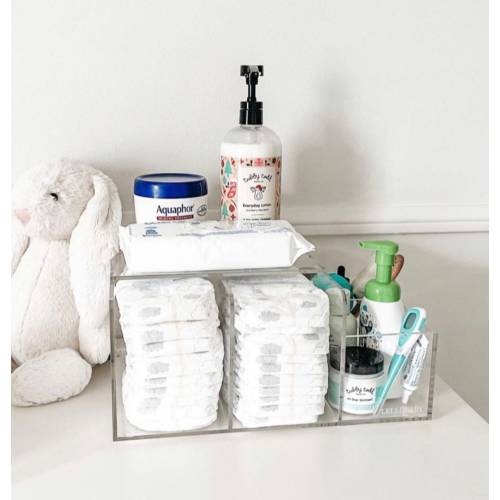 LELLOBABY™ - The Original Lucite Acrylic Diaper Caddy - Deluxe Nursery Changing Station Assistant