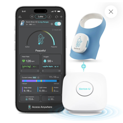 Sense-U Smart Sock Shoe Baby Monitor-Track Heart Rate, Oxygen Anywhere