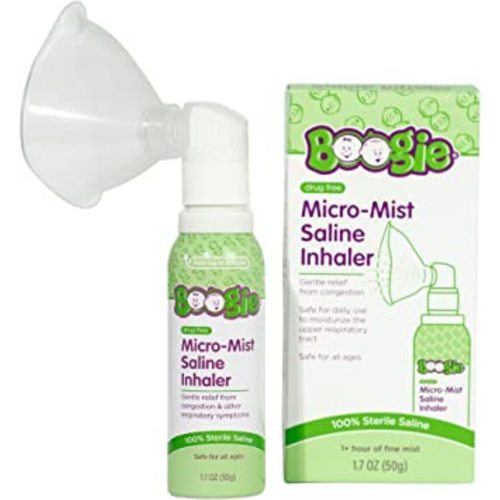 Boogie Micro-Mist Saline Inhaler, Baby Nose Congestion Relief, Nasal Spray for Kids, Pediatrician Recommended, HSA/FSA Eligible, 1.7oz Unscented - Pack of 1