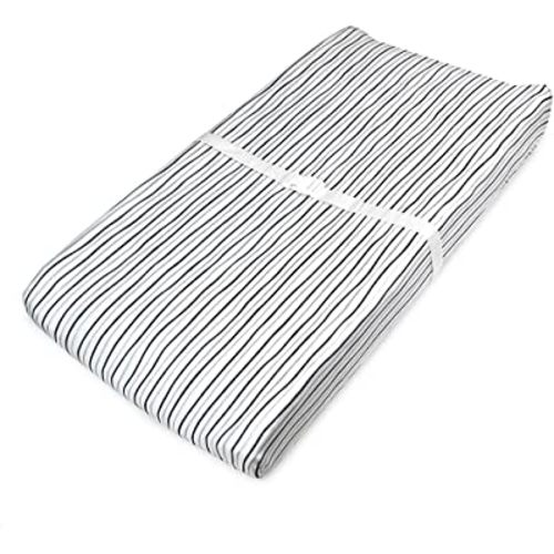 American Baby Company Printed 100% Cotton Knit Fitted Contoured Changing Table Pad Cover - Compatible with Mika Micky Bassinet, Silver Black Stripe, for Boys and Girls
