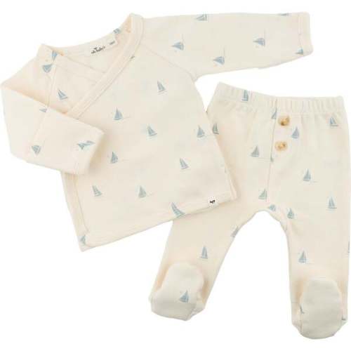 Mini Sailboats Kimono Set, Milk - Oh Baby! | Maisonette