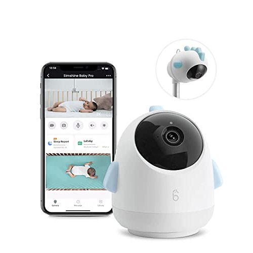 Simshine Smart Baby Monitor WiFi Smartphone AI Cry Soothing Lullaby, Sleep Breathing Analysis, 2K UHD Video Camera, 2-Way Talk, Night Vision, Virtual Fence