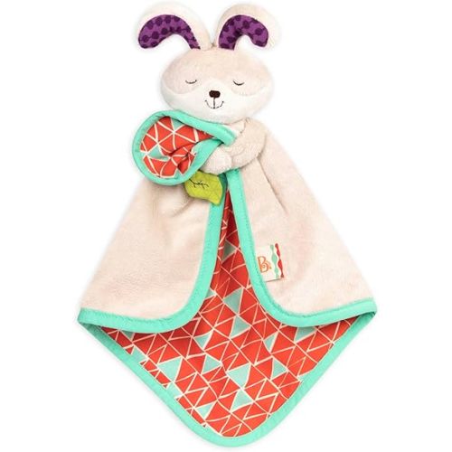 B. toys - Baby Bunny Security Blanket with Soft Plush Fabric - Sensory Comfort Lovey with Crinkle Spot for Newborns & Infants - Baby Toys & First Blanket for Soothing Comfort - 0 Months+
