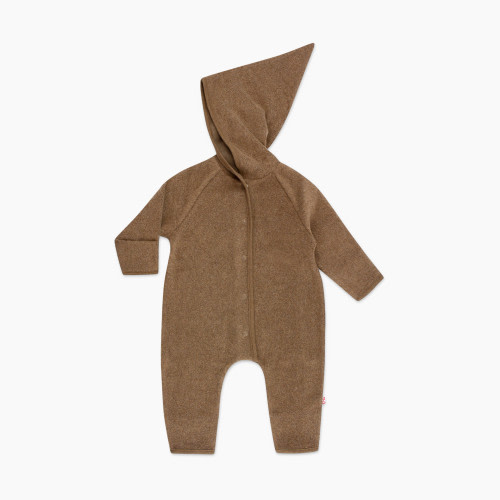 Zutano Cozie Fleece Elf Romper - Mocha Heather, 6 M