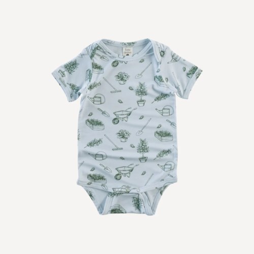 short sleeve lap neck bodysuit | gardening | bamboo