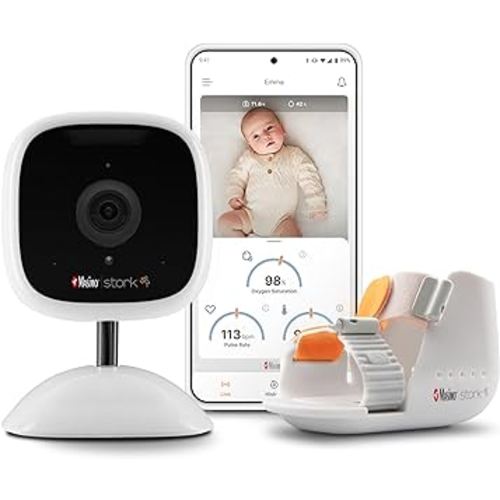Masimo Stork Vitals+ - Smart Home Baby Monitoring System - Delivers Continuous Health Data, Two-Way Audio & Video for Your Baby - Includes Stork Boot, Camera & App