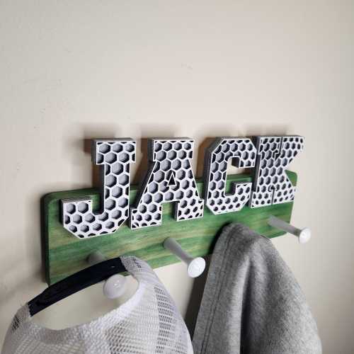 Golf Coat Hat Rack, Personalized, Custom, Hand Made, Hat Rack, Golf Font, Wall Hanger, Coat Rack