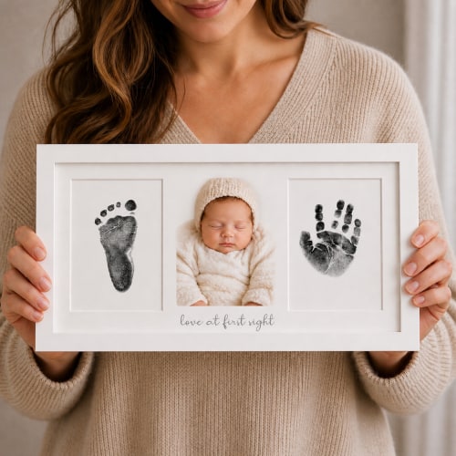 “The Keepsake Frame Bundle with 8-pack”  Mess-Free Baby Hand & Footprint Kit - No Ink On Baby's Skin | Little Treasures
