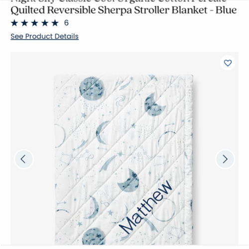 Night Sky Classic Cool Organic Cotton Percale Quilted Reversible Sherpa Stroller Blanket