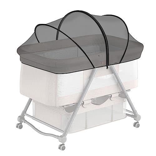 DUOMI Bassinet Cover with Two-Way Zipper,Portable Bassinet Mosquito Net Cover,Bassinet Cover for Cats to Keep Pets Out(Black)