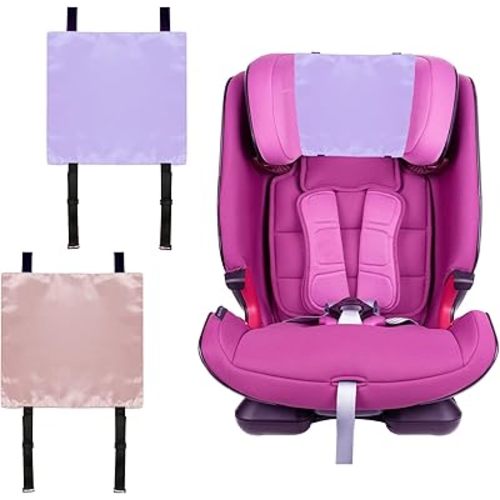 2 PCS Satin Car Seat Headrest Cover for Babies, Soft Silk Feeling Headrest Cover for Hair Protection, Satin Baby Car Seat Hair Protector (Pink+Purple)