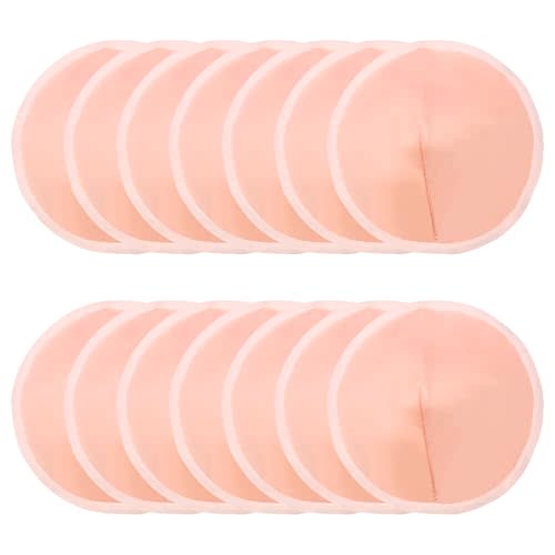 Nursing Pads Reusable, 14 Count Super Absorbent and Keep Dry Breast Pads for Leaking Milk Breastfeeding Moms Essentials (Beige,15cm/5.91in)