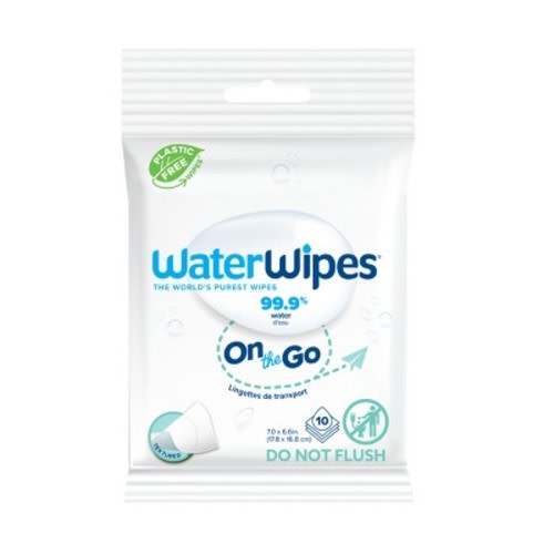 WaterWipes Plastic-Free On The Go 99.9% Water Based Baby Wipes - Unscented - 10ct