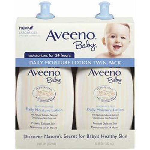 Aveeno Baby Daily Moisture Lotion, For Delicate Skin, Fragrance Free, 2 pk./18 fl. oz