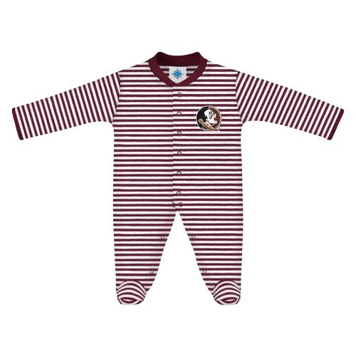 Creative Knitwear College Baby Striped Footed Romper - Team Logo, Multiple Colors, for Boys & Girls (0-9 Months)